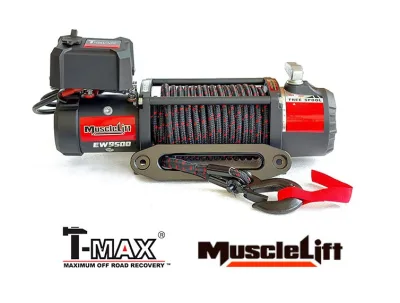 Cabrestante T-MAX Muscle-Lift MW9500 12v Cab.sintético enfundado