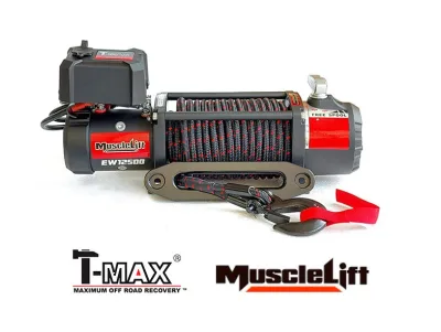 Cabrestante T-MAX 12500 Muscle-Lift 12v cab.sintético enfundado