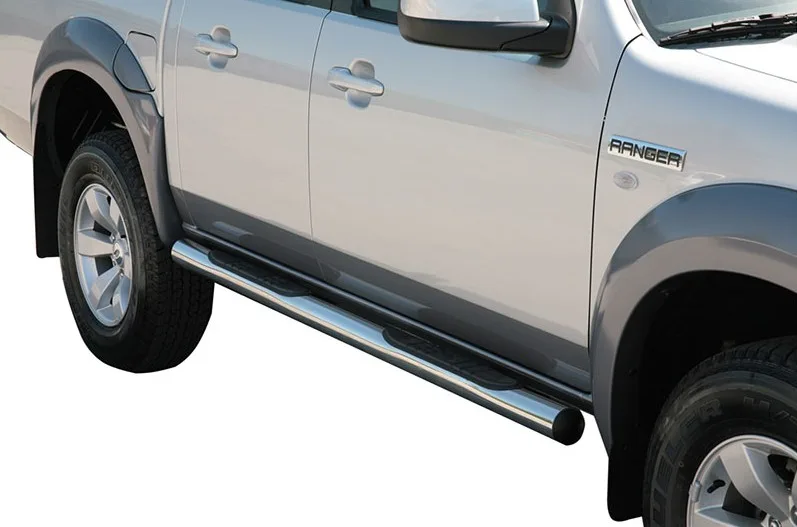 Estribos tubo Inox 76mm con pisantes RANGER 2006-2009 dob.cab.