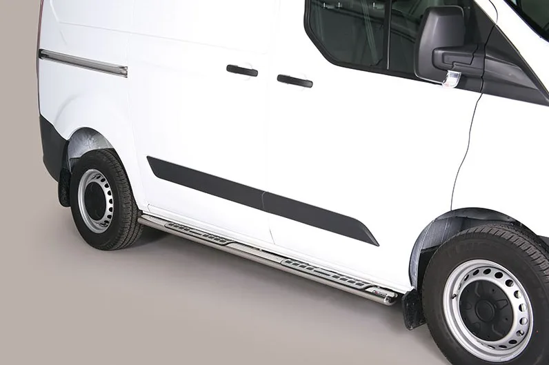 Estribos tubo Inox ovalados con pisantes TRANSIT CUSTOM 2013-2023