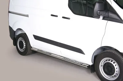 Estribos tubo Inox ovalados con pisantes TRANSIT CUSTOM 2013-2023