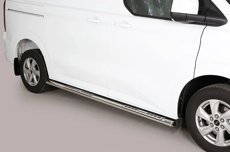 Estribos tubo Inox ovalados con pisantes TRANSIT CUSTOM 2023-