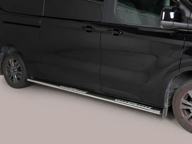 Estribos tubo Inox ovalados con pisantes TRANSIT CUSTOM 2023-