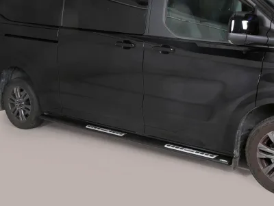 Estribos tubo Inox ovalados con pisantes TRANSIT CUSTOM 2023-