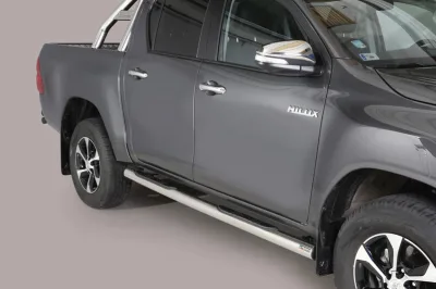 Estribos tubo Inox 76mm con pisantes HILUX REVO 2016-