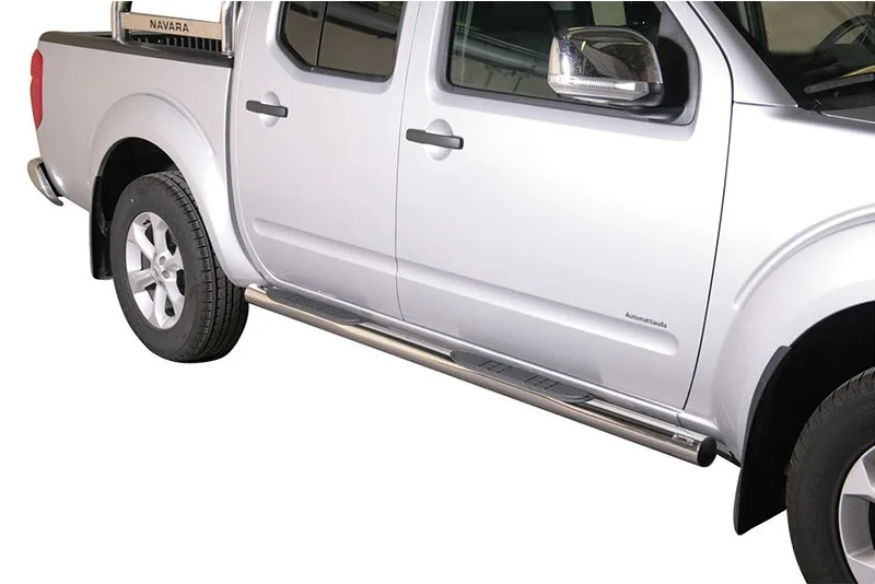Estribos tubo Inox 76mm con pisantes NAVARA D40 2005-2010 D.C.
